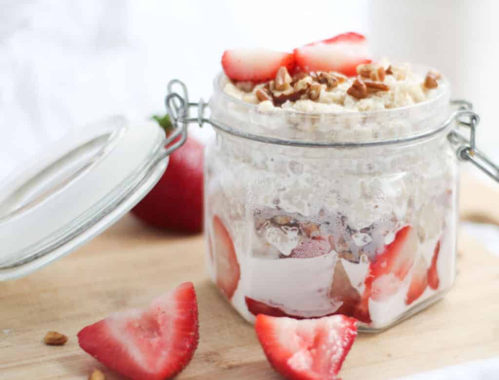 Strawberry Pecan Overnight Lactation Oats With A Splash of Cream ...