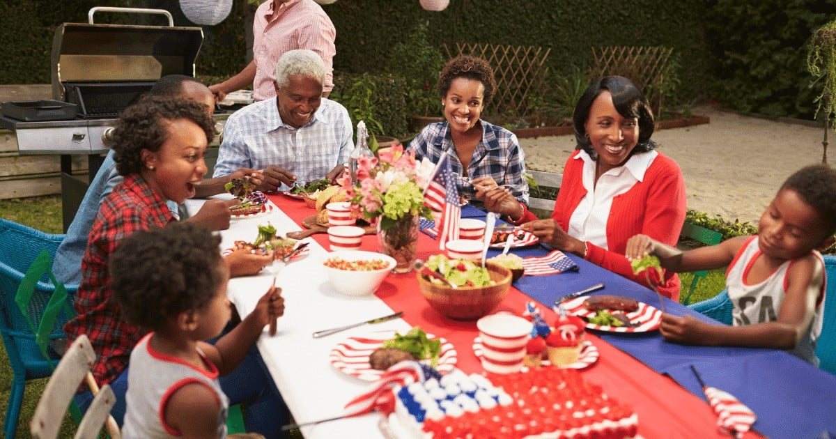 a family celebrating July 4th