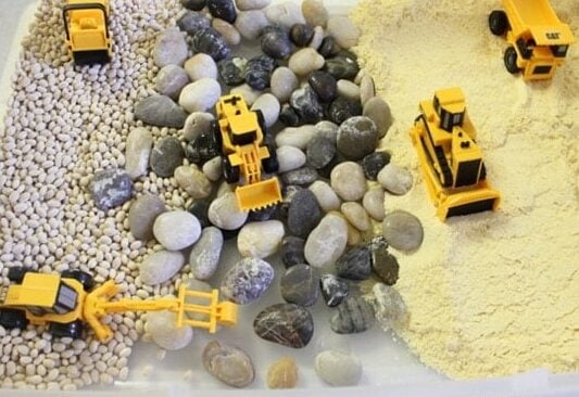 Small world play, construction-area theme