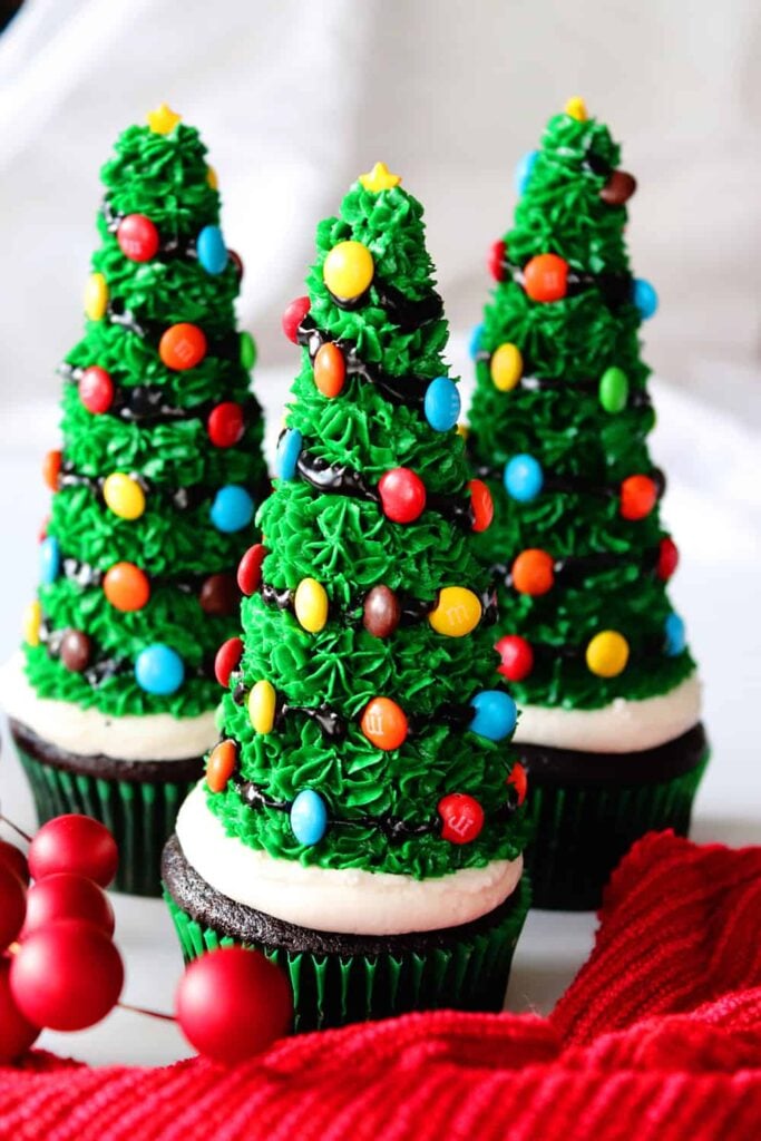 Ice Cream Cone Christmas Trees Cupcake