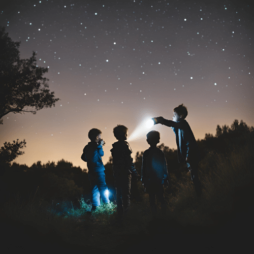 flashlight under the stars