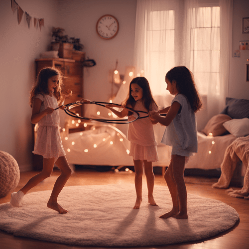 hula hooping with girls