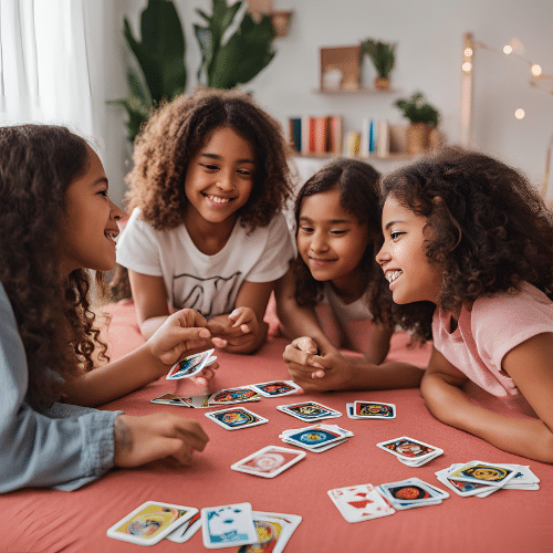 girls playing uno
